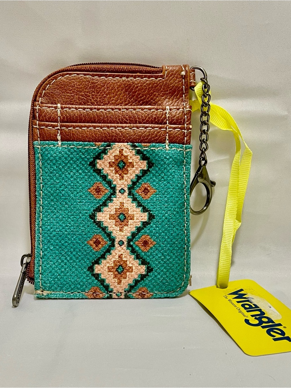 Wrangler Southwestern Zip Card Case Wallet with Keychain, NWT